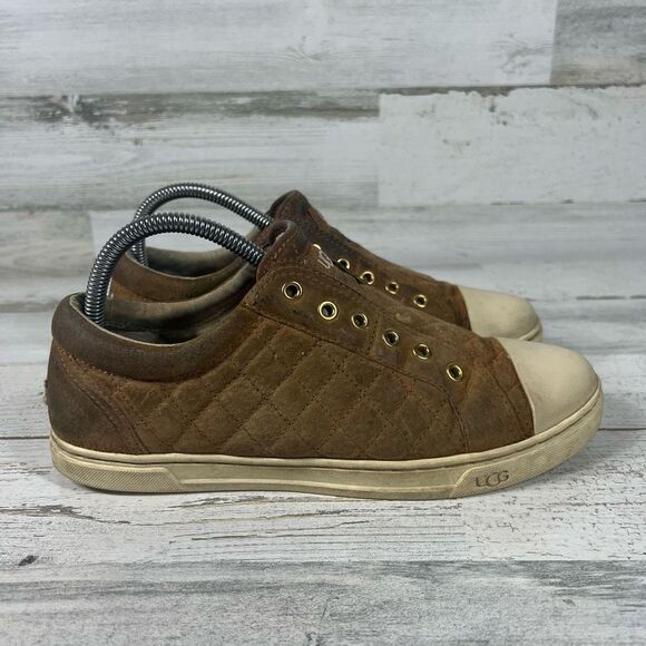 UGG Womens Jemma Quilted Suede Slip-On Cap‎ Toe Sneaker Shoe Brown Size 9 - Picture 1 of 8